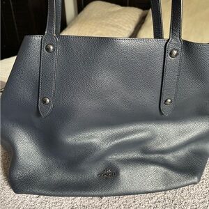 Coach Dark Blue Leather Tote- PLEASE READ